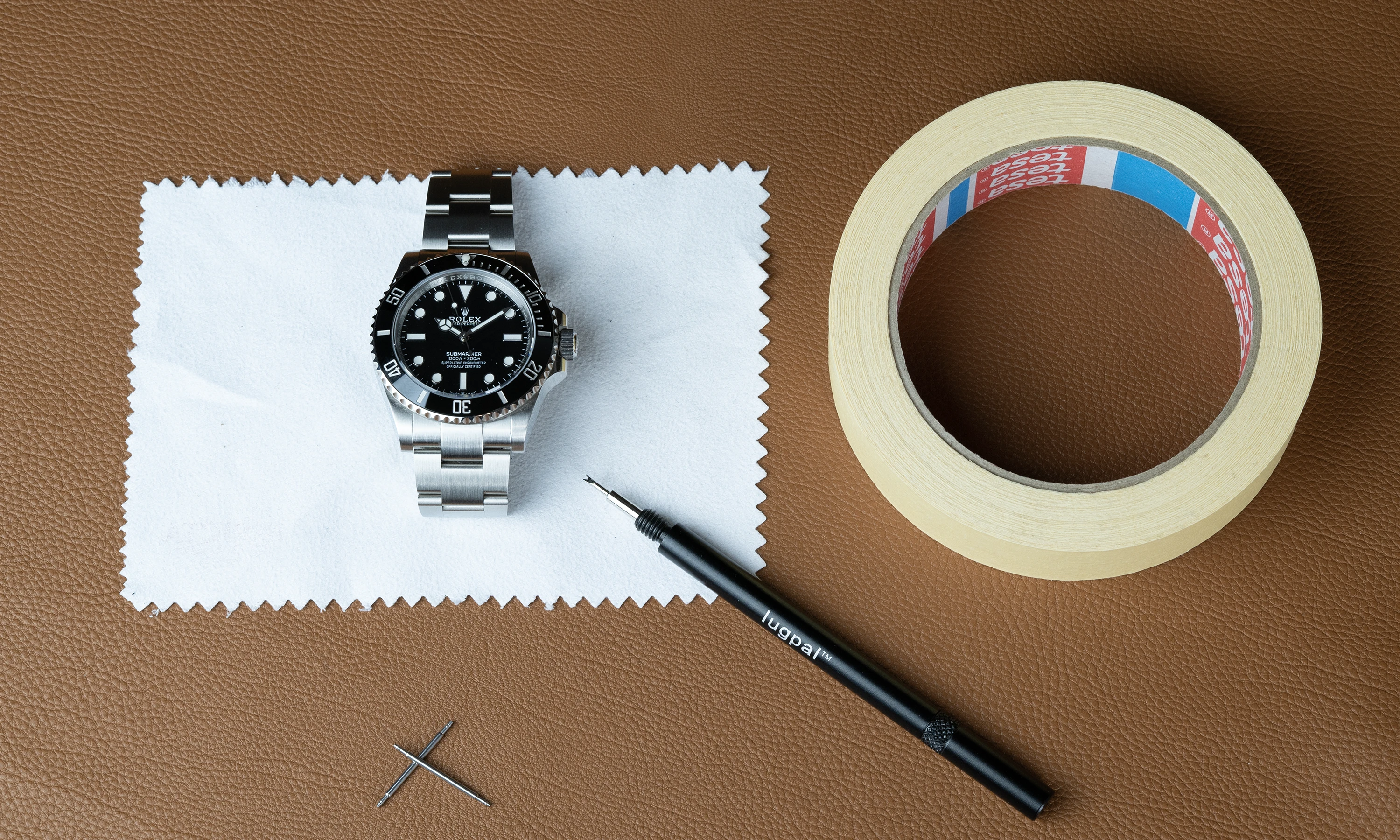 Organized workspace with microfiber cloth